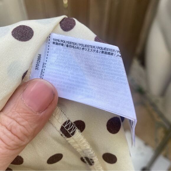 Mango Polka-dot satin-finish dress size 2 cream with brown spots - Picture 14 of 14